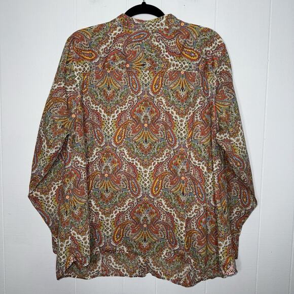 Talbots Women’s Multicolor Paisley Shirt Long Sleeve Button Up Size 22W - Picture 2 of 6